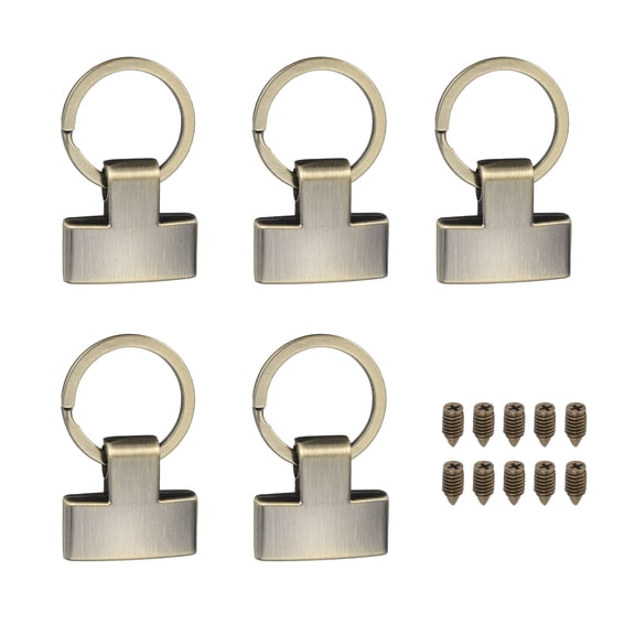 Uxcell 5 Sets Key Fob Hardware with Split Ring, 1 Inch Key Hardware Set with 2 Screws for Car Keychain Wristlet Lanyard Leathercraft, Bronze Tone