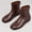 brown, variant on Women's niche split-toed flat-bottomed short boots, retro-textured imitation leather side zipper simple versatile elastic ankle boots