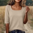 thumbnail image 2 of Migroa Scoop Neck Elbow Length Half Sleeve Tops for Women 1/2 Sleeve T-Shirt Casual Summer Loose Basic Tees Summer Going Out Work Cute Shirts Trendy 2026 Khaki Xl, 2 of 6