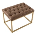 thumbnail image 3 of 7th Haven Inc. WOVENBYRD 24" Button Tufted Metal Ottoman Black Faux Leather, 3 of 5