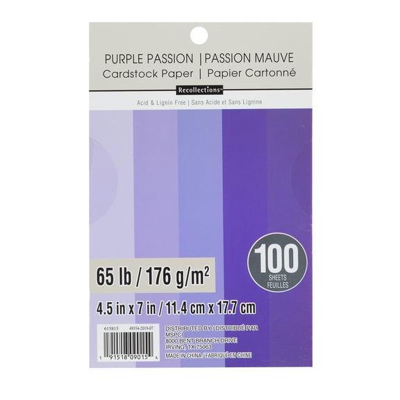 Recollections Purple Passion 4.5" x 7" Cardstock Paper, 12 Packs: 100 ct. (1,200 total)