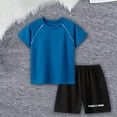 thumbnail image 2 of Ruyang Boys 2 Piece Athletic Set Short Sleeve Tee and Elastic Waist Shorts Breathable Outfits for Teen Kids Boys Summer Clothes, 2 of 7