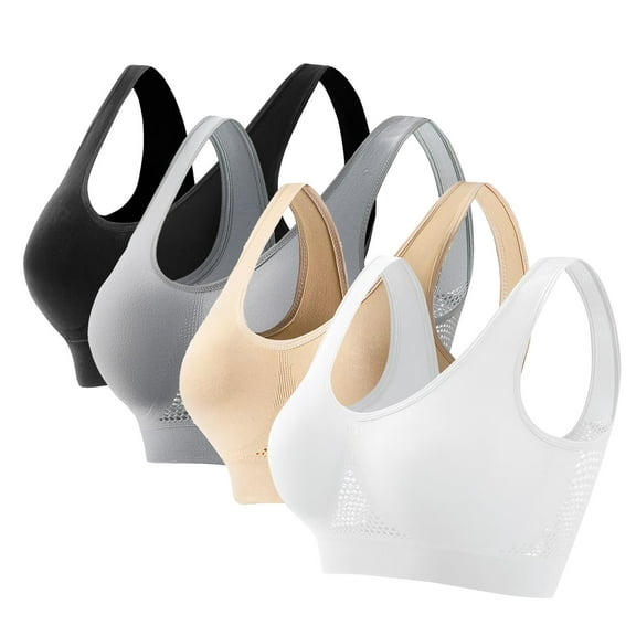 SCSAlgin 3-Pack Seamless Sports Bra Wirefree Yoga Bra with Removable Pads for Women