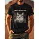 thumbnail image 1 of Men's Casual Short Sleeve T-Shirt with Funny Cat Graphic & "Wait I'm Goated" Text Print - Black Regular Fit Round Neck Summer Tee for Outdoor & Home Wear, Relaxed Fit Shirt, 1 of 6