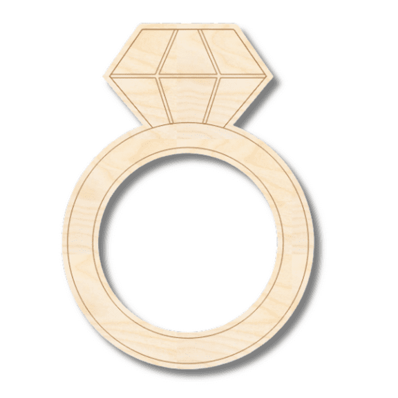 Unfinished Wood Etched Wedding Ring Shape 4" / 1/8"