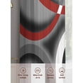 thumbnail image 7 of Grey Geometric Semi Sheer Curtains 45 Inch Length 2 Panels Set, Modern Abstract Black White Red Striped Sheer Kitchen Curtain Privacy Voile Window Curtain for Living Room Bedroom Rod Pocket Drapes, 7 of 7