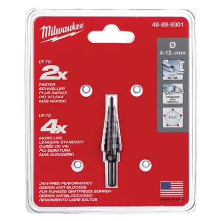 UPC: 0045242342532 | Pack of 1  Milwaukee 48-89-9301 4-12Mm – 9 Hole Size Step Drill Bit