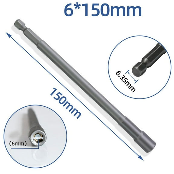 150Mm Long 6Mm-19Mm Hexagon Nut Driver Drill Bit Socket Wrench Extension Sleeve 6Mm