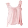 thumbnail image 3 of QLEICOM Women's Summer Basic Sleeveless Crewneck Casual Tank Tops Loose Shirts Pleated Solid Color Loose Fit Workout Yoga Vest Shirt Going Out Tee Pullover Blouses Pink S, 3 of 7