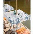 thumbnail image 2 of Fsddascl Blue Christmas Outdoor Tablecloth - 60x60 Inch Square Dining Table Cover, Xmas Poinsettia Eucalyptus Leaves Birds Waterproof Outdoor Table Cloth with Umbrella Hole & Zipper for Picnic/Patio, 2 of 7