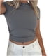 thumbnail image 2 of Fiudx Ropa de Mujer Blusa Cómoda Elástica Informal Sólida con Cuello Redondo y Manga Corta para Mujer, 2 of 6