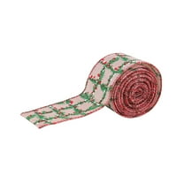 Festive Checkered Ribbon Roll 5cm Width 15 Feet, Khaki Color Bow Webbing for Christmas Decor and Craft Projects