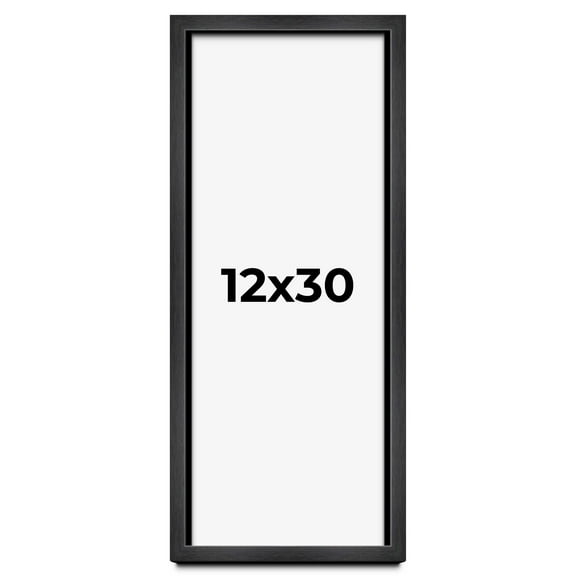 12x30 Shadow Box Frame Grey Charcoal Black | 0.875 Inches Deep | Solid Wood Shadowbox Display Frame