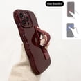 thumbnail image 4 of UTAH-Compatible with iPhone 15 Pro Case Cute Simple Wave Design Stylish Wavy Curly Frame with Wrist Adjustable Hand Strap Kickstand Grip Holder Soft Silicone Protective Cover - Wine Red, 4 of 4