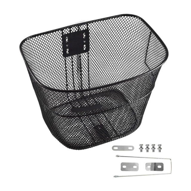 Cesta delantera de bicicleta Canasta de bicicleta Black 20/22/24/26 pulgadas Cesta de carga de metal universal pesado para comprar bicicleta plegable M con tirante corto
