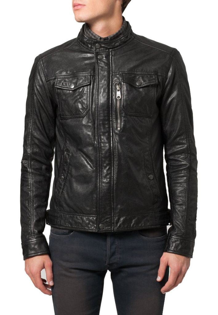 Noora New Men’s Fitted Black Leather Jacket With Pockets BS6 - Walmart.com