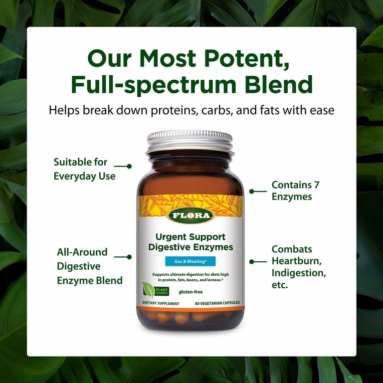 Flora Urgent Support Digestive Enzymes - Digestion Support