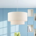 thumbnail image 4 of Livex Lighting Blossom 3-Light Modern Metal & Fabric Pendant in Brushed Nickel, 4 of 12