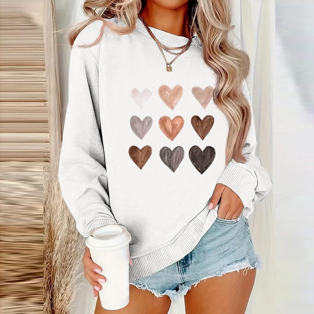 RKSTN Blouses pour Femmes Mode Imprimée Décontractée Manches Longues Dames Chandails en Molleton Amples Sans Capuche Blouses pour Femmes Habillées Décontractées