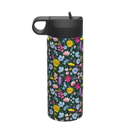 

Gaeub Watercolor Meadow Flowers Printed 18oz Sports Insulated Kettle With Straw Sports Insulated Bottle Water Bottle For Running Hiking Cycling Climbing Mens Womans Insulated Water Bottle