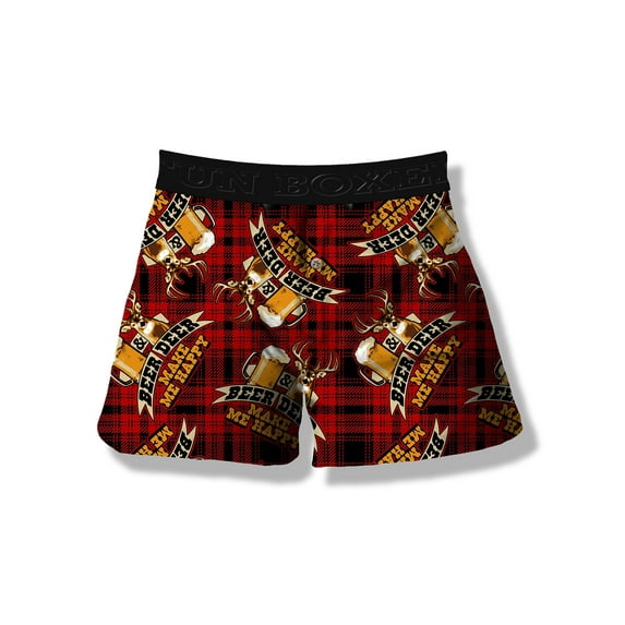 Fun Boxers Mens Boxer Shorts Novelty Cotton Briefs Fun Bottoms, Beer and Deer, Size: Medium