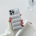 thumbnail image 1 of Fashion Down Jacket Case For iPhone 11 12 13 14 Pro XS Max XR X Soft Puffe Silicone For iPhone 8 7 Plus Back Cover Phone Case Silver For iPhone 8 Plus, 1 of 6