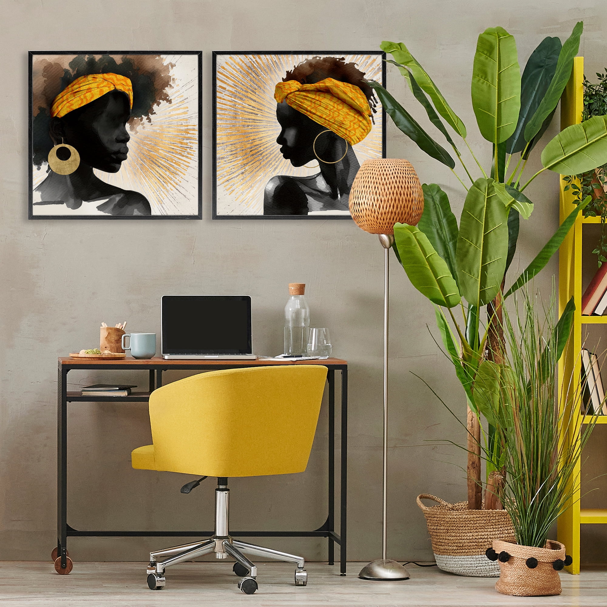 Stupell Industries Radiant Portraits Of Women 2 Piece Black Framed Giclee Art Set, design by CAD Designs