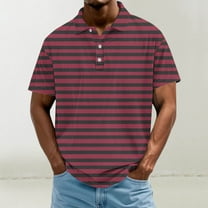 Zynviq Tennis Mens Tee Shirt Short Sleeve Collared Stretch Button up Striped Golf Shirts Men Tops M