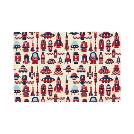 

Placemats Set of 4 Rocket Pattern Place mats for Dining Table Indoor/Outdoor Cute Heat Resistant Washable Table Mats(18 x 12 )