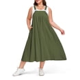 thumbnail image 2 of LWavelet Women's Plus Size Overall Maxi Dress Adjustable Straps Pockets Casual Loose Fit Dress Army Green 5XL, 2 of 4