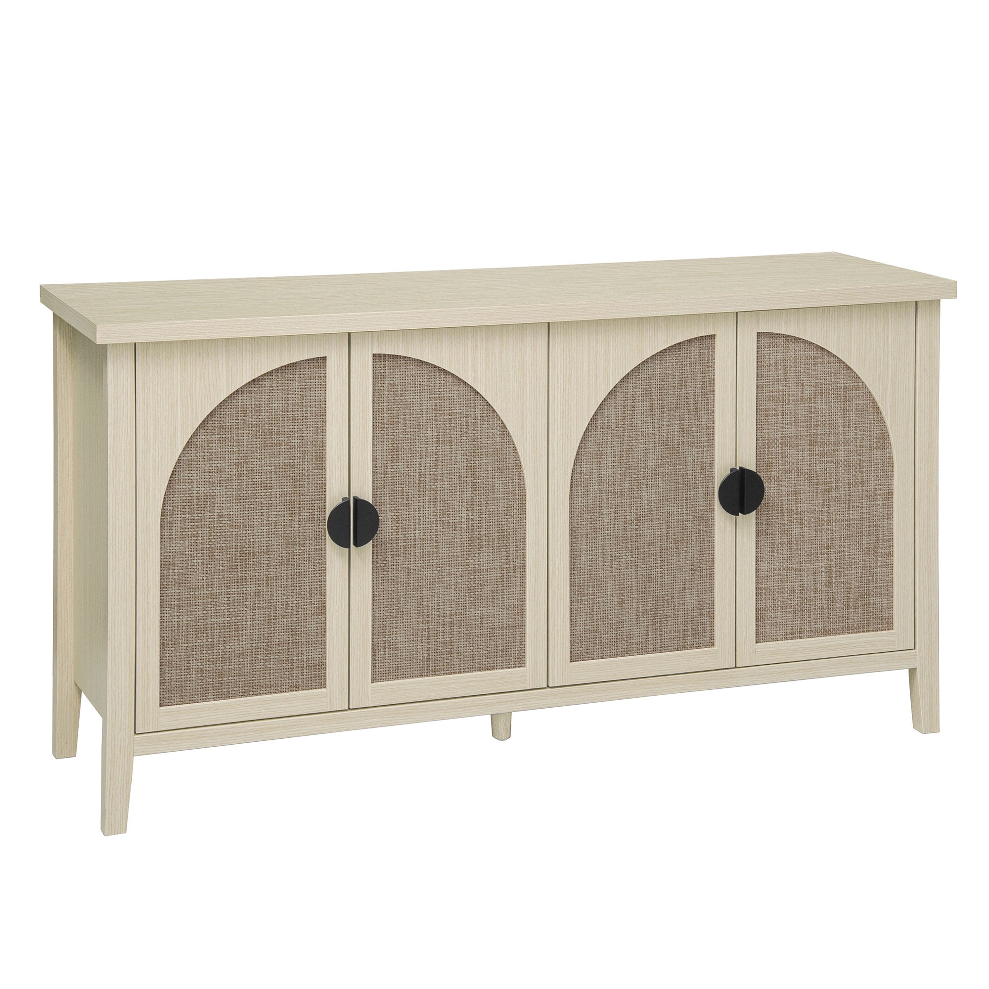 Gewnee Rattan 4-Door Storage Cabinet, Multipurpose Home Organizer for Bedroom, Living Room and Study