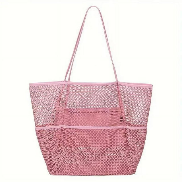 Dual Layer Mesh Beach Bag, Portable Swim Toiletry Storage Pouch, Breathable Tote for Beach, Pool and Bath Essentials