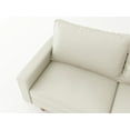 thumbnail image 4 of 58" Faux Leather Square Arm Loveseat Mid Century Small Sofa with Solid Wood Legs for Living Room, White, 4 of 6
