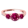 thumbnail image 2 of Mauli Jewels Rings for Women 1.56 Carat Diamond And Round Shaped Created Ruby Ring 4-prong 10K Rose Gold, 2 of 6