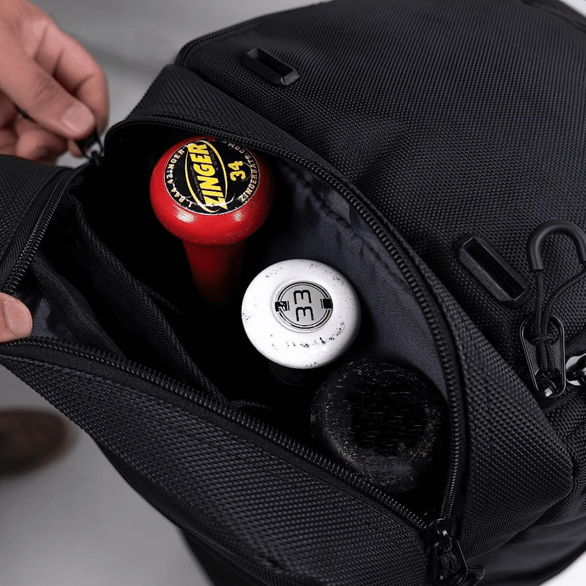 PowerNet Pro Bat Duffle, Softball Baseball Duffle Bag with Removable Bat Rack, Padded Bat Compartment Fits 34 Inch Bats, Baseball Gear Bag, Hook Baseball Bat Bag to Fence