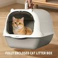 thumbnail image 2 of Portable Cat Litter Box with Handle, Large Space Design, Fully Enclosed Front Entry & Litter Filter Pedal, Covered Kitty Toilet for Odor Control, 2 of 6