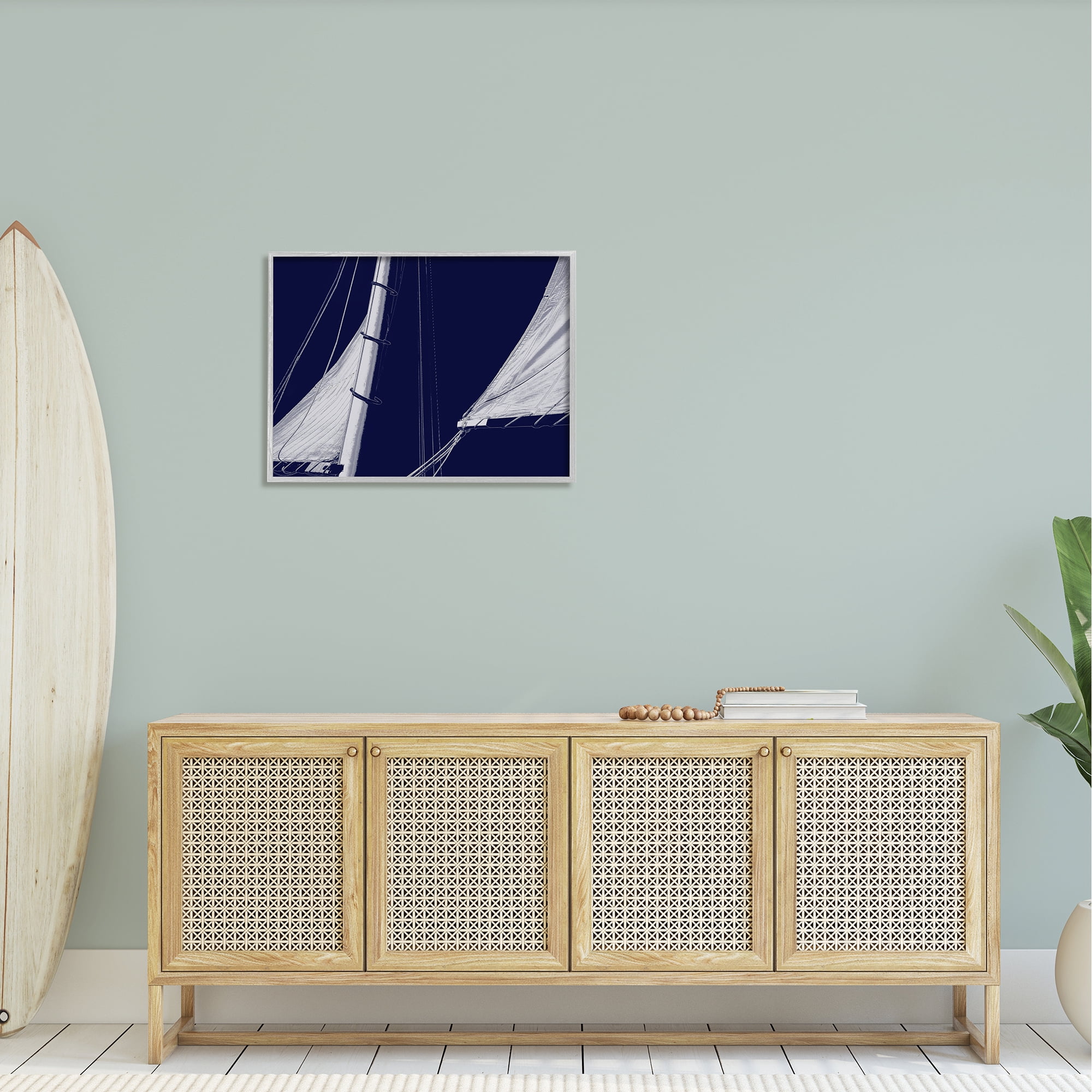 Stupell Marine Mast Sails Watercraft Boat Landscape Photography Gray Framed Art Print Wall Art
