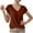 Brown, variant on JSheng Summer Tops for Women V-neck Ladies Casual Solid Color Short Sleeve Comfortable T-Shirt Beige L