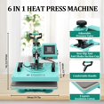 thumbnail image 2 of 6-in-1 digital sublimation heat press machine - 360° swing away, 15x15 pulgada, para t-shirt, cap, mug, plate, pillow, y bag heat transfer, 2 of 6