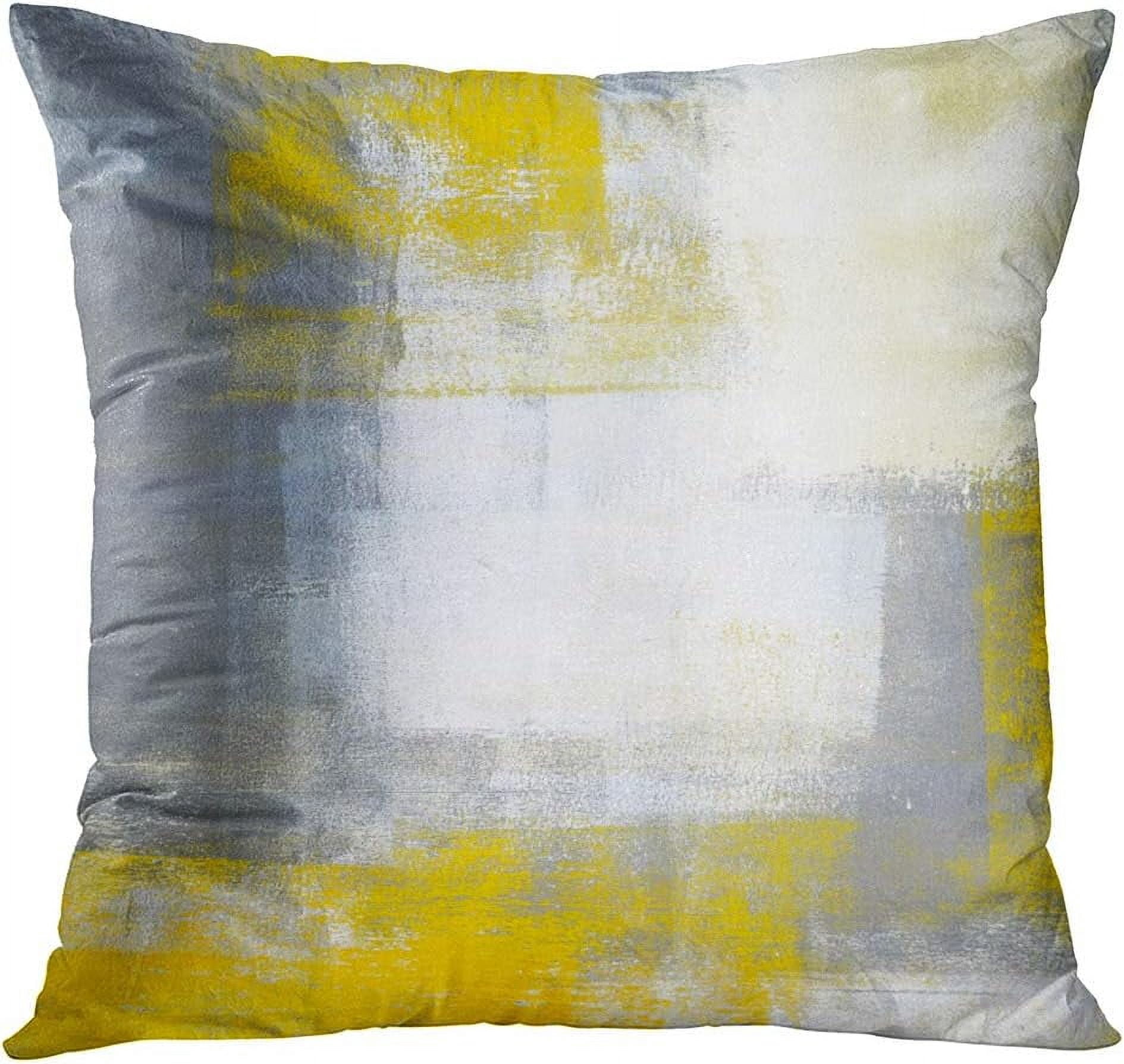 Home Decor Throw Pillow Covers Set of 4 16x16 Inch Grey and Yellow Cushion Cases for Living Room Sofa Decor Perfect for Adding a Pop of Color and Texture to Any Space