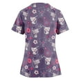 thumbnail image 2 of Scrubs for Women Love Heart Printed V Neck Breathable Workwear Shirt Short Sleeve Professionals Soft Stretch Valentine's Day T-Shirts with Pockets purple Small, 2 of 3