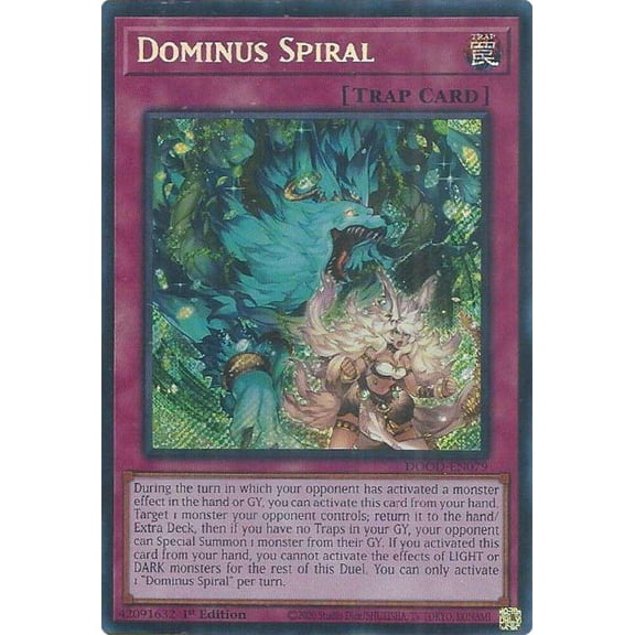 YuGiOh Doom of Dimensions Secret Rare Dominus Spiral DOOD-EN079