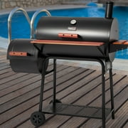 Royal Gourmet 30 Charcoal Barrel Grill with Offset Smoker, Adjustable Grates and Thermometer