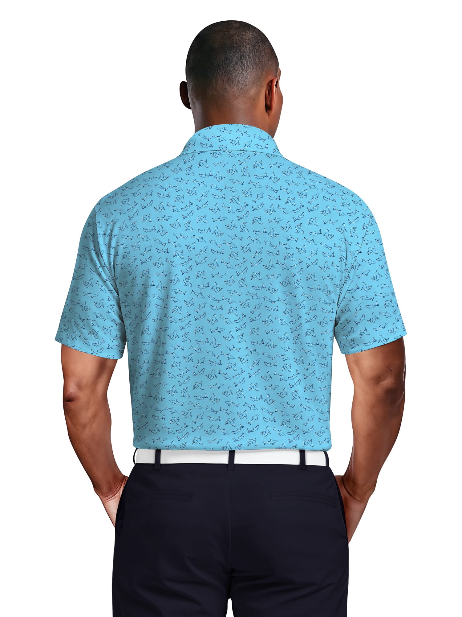 Ben Hogan Men's & Big Men's Performance Shark Print Short Sleeve Polo Shirt, Sizes S-5XL