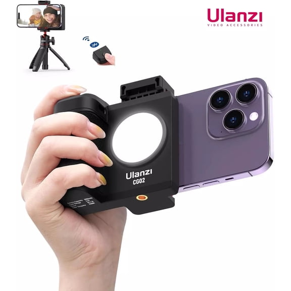 Ulanzi CG02 Smartphone Camera Grip Wireless Bluetooth with Fill Light CRI 95  15M Remote Connection