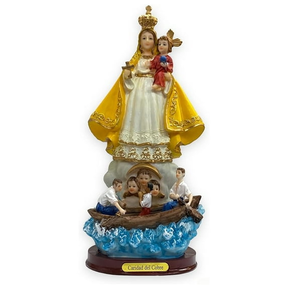 Our Lady of Charity Statue 10 Inch - Virgen de la Caridad del Cobre Figurine - Religious Gift for Home Décor, First Communion, Christmas & Anniversaries - Resin