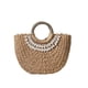 thumbnail image 1 of Qarigey Bolsos de mano de mimbre de media luna para mujer, bolsos de mano Vintage de mimbre tejido para verano, concha de playa, estilo bohemio, bolso de Bolsas de mensajero y de hombro Color café Qarigey AP018527-01, 1 of 6