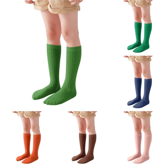 Rhuody Boys Girls Socks Kids Unisex Solid Color Casual Crew Toddler Dress Sock Slouch Socks Green