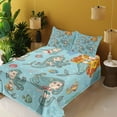 thumbnail image 3 of Ambesonne Mermaid Fitted & Top Sheet Set with Shams, Marine Creatures Artwork, Orange and Teal, 3 of 5