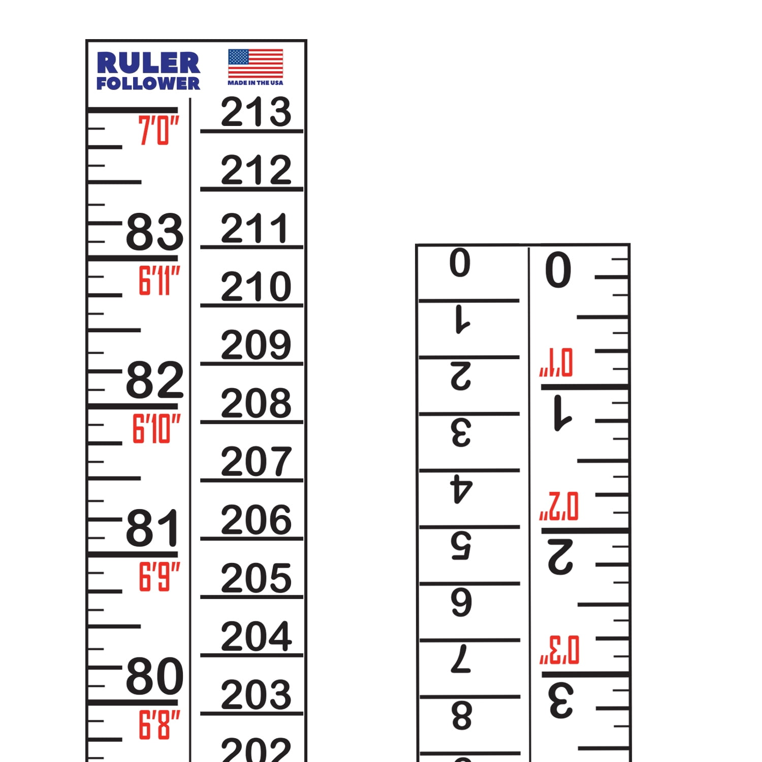 height indicator adhesive ruler american made 7 foot